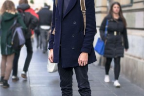 CUTE GUY, NICE STYLE: PEA COAT AND A BACKPACK