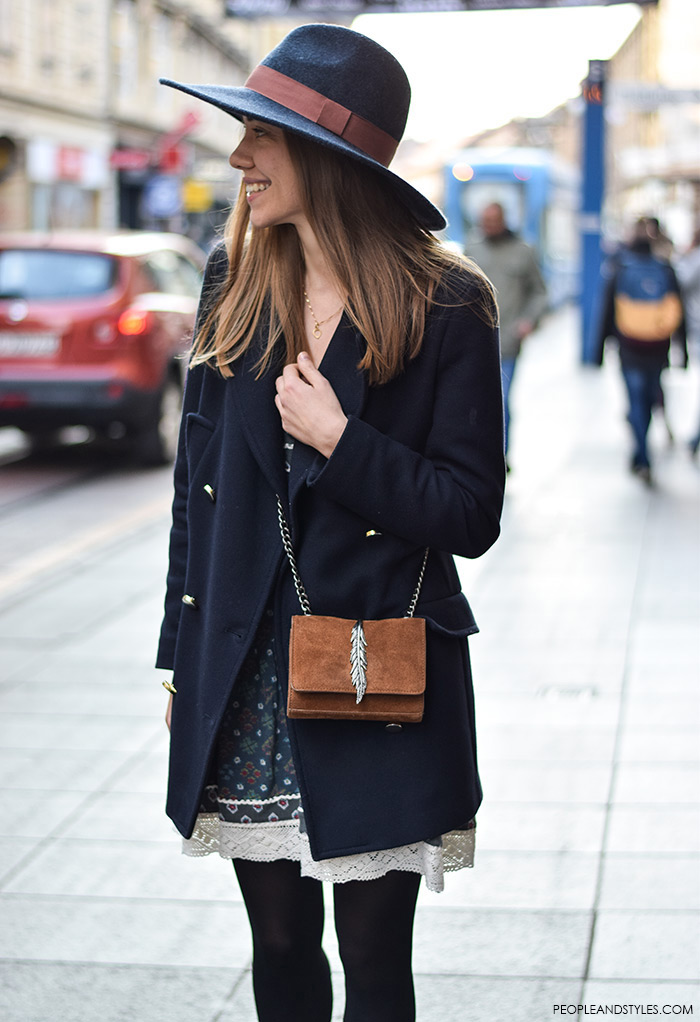 How To Wear: Navy Pea Coat and Fedora Hat