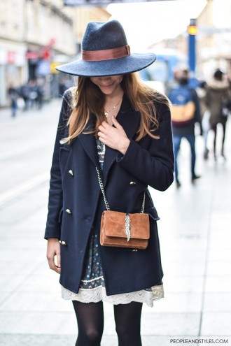 How To Wear: Navy Pea Coat and Fedora Hat