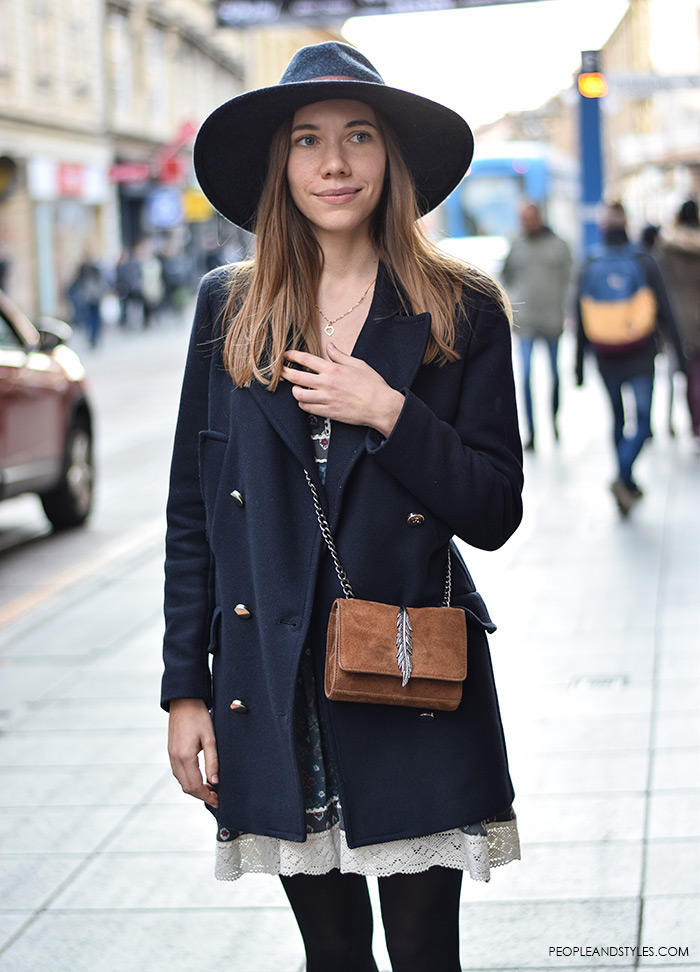 How To Wear: Navy Pea Coat and Fedora Hat