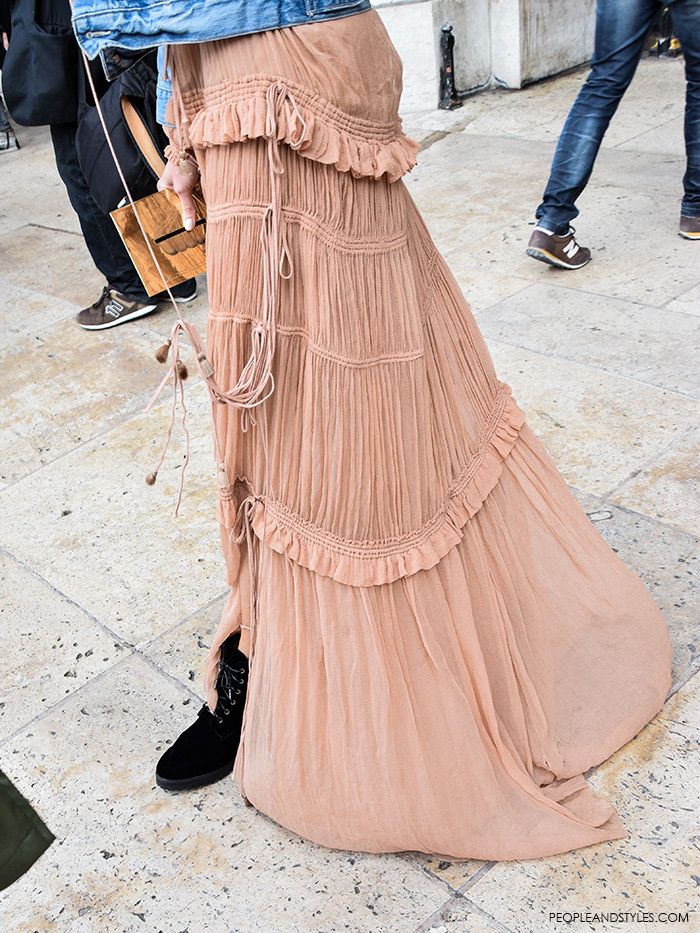 Street Look: Sweet Veronika Heilbrunner Wearing Chloé Plissé Silk-chiffon Maxi Dress