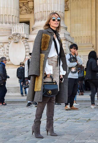 Ultra-Chic Street Look with Saint Laurent Over the Knee Boots by PeopleandStyles.com