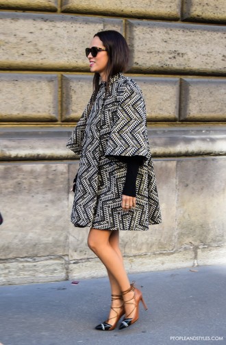 Looking So Chic in a Bell Sleeve Coat by PeopleandStyles.com #streetstyle #Paris #fashion