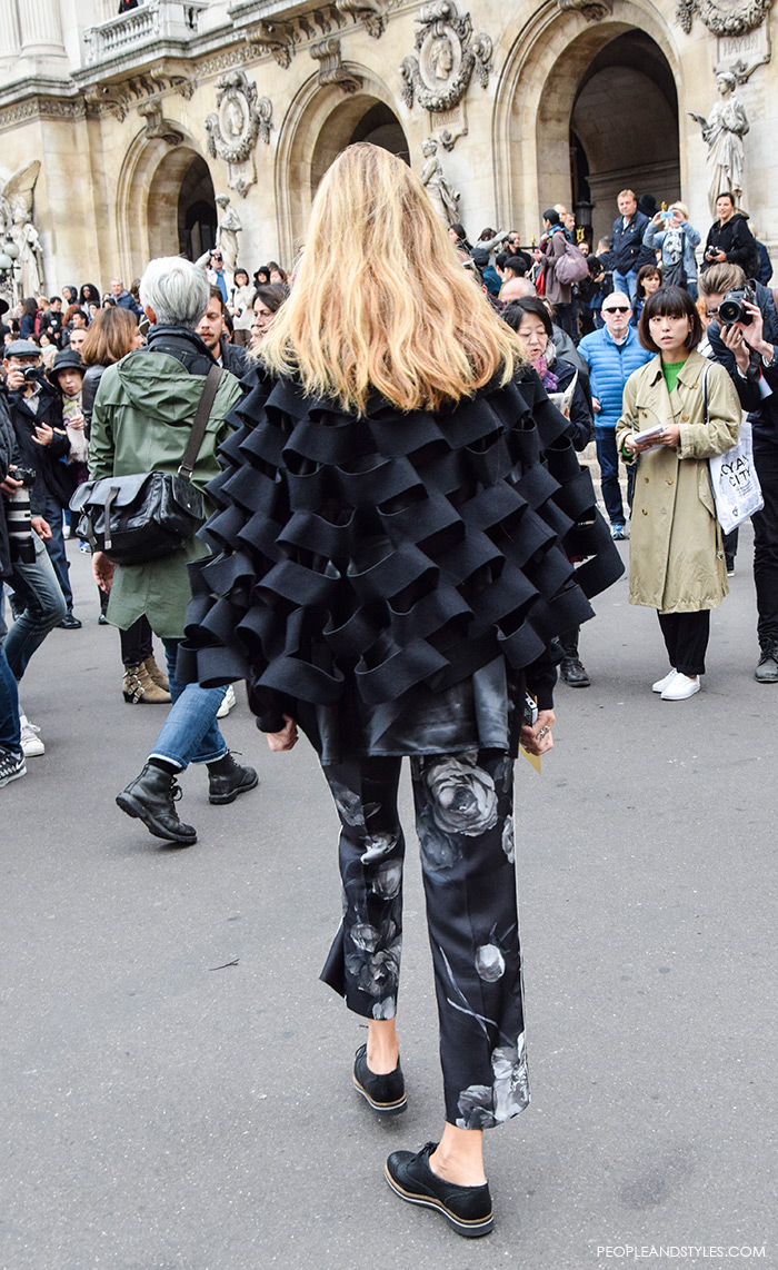 Sarah Rutson wearing Junya Watanabe Cutout Wool-Felt Cape