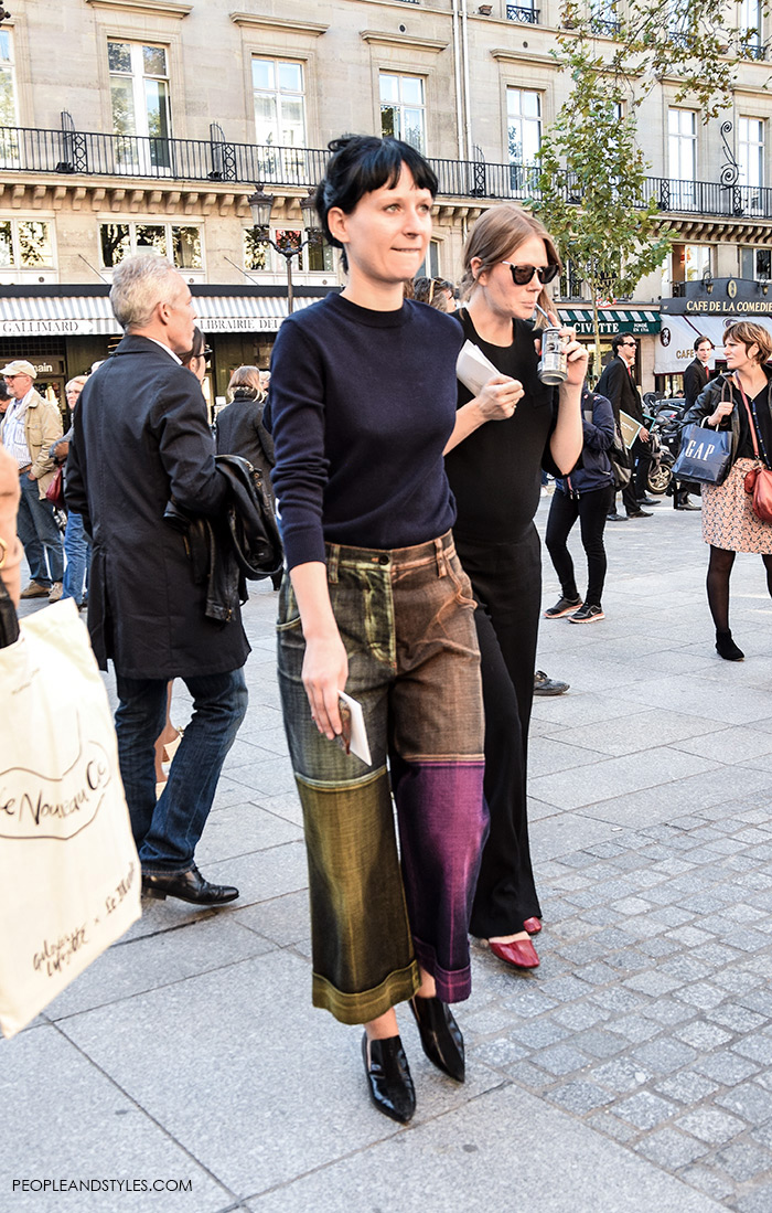 How to wear two-tone denim culottes, Street Style Look, fashion designer Marco DeVincenzo