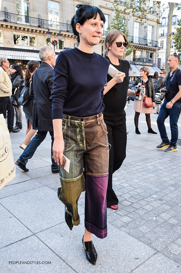 How to wear two-tone denim culottes, Street Style Look, fashion designer Marco DeVincenzo