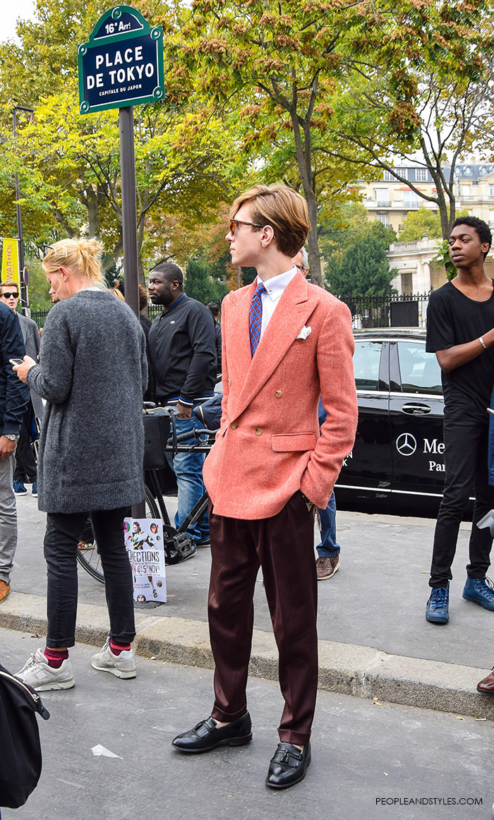 Men's fashion: cute men style, how to wear blazer and suit in color orange, burgundy, brown, smart men fashion