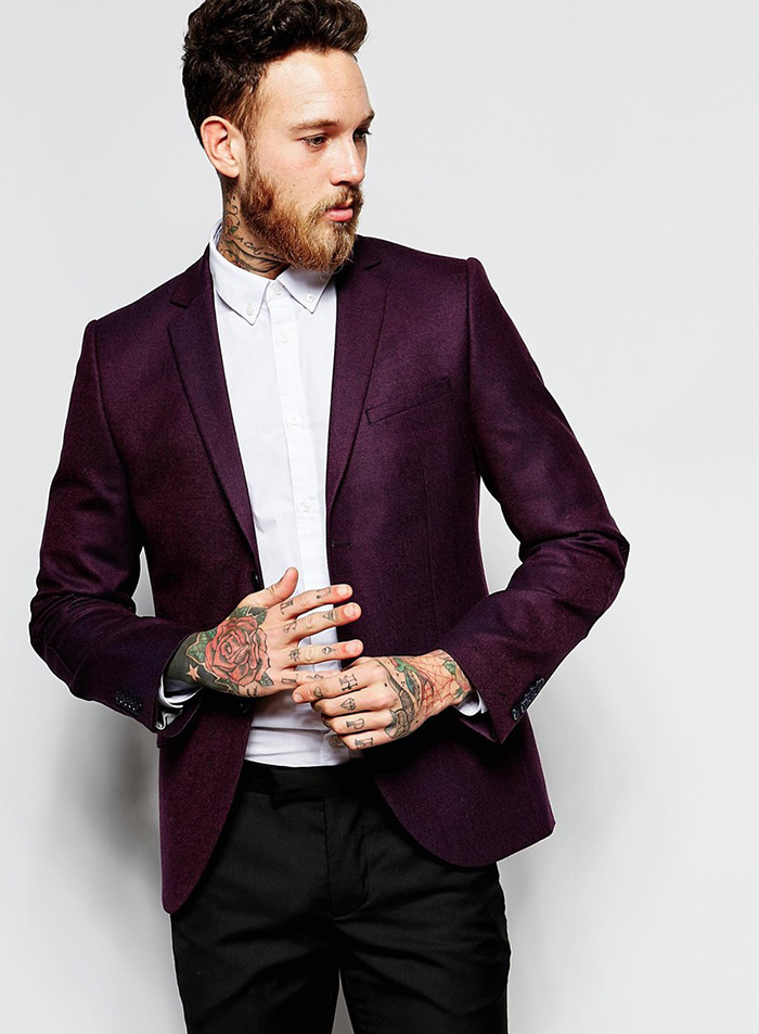 Men's fashion: how to wear blazer and suit in color orange, burgundy, brown