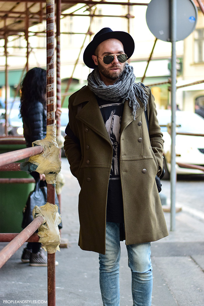 Guys casual winter fashion, what to wear with a wool coat, how to wear sneakers men pinterest
