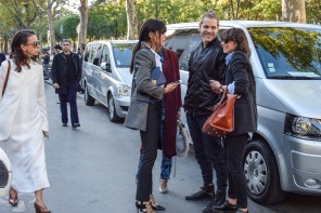 Street Style Fashion Moment: Natasha Goldenberg, Evangelie Smyrniotaki & Irina Lakicevic by PeopleandStyles.com