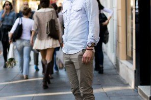 Get this cool guy's daily look: Chinos, Denim Shirt and Sneakers by StyleZagreb.com
