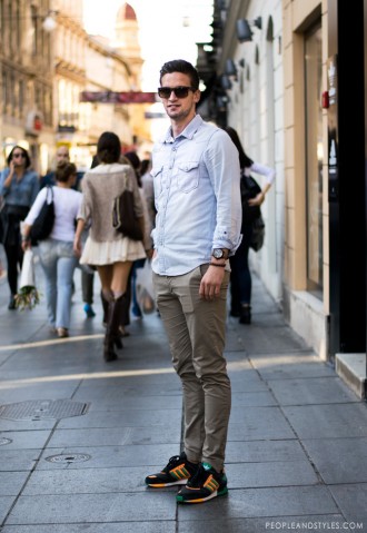 Get this cool guy's daily look: Chinos, Denim Shirt and Sneakers by StyleZagreb.com