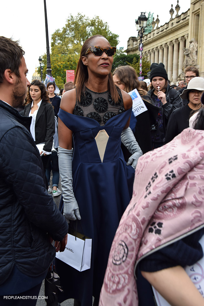 Formed model and fashion stylist turned jewellery designer Michelle Elie, Chanel show, Paris