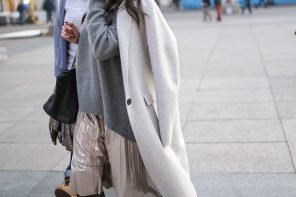 Perfect Pair: Grey Metallic Pleated Skirt and Grey Cosy Sweater